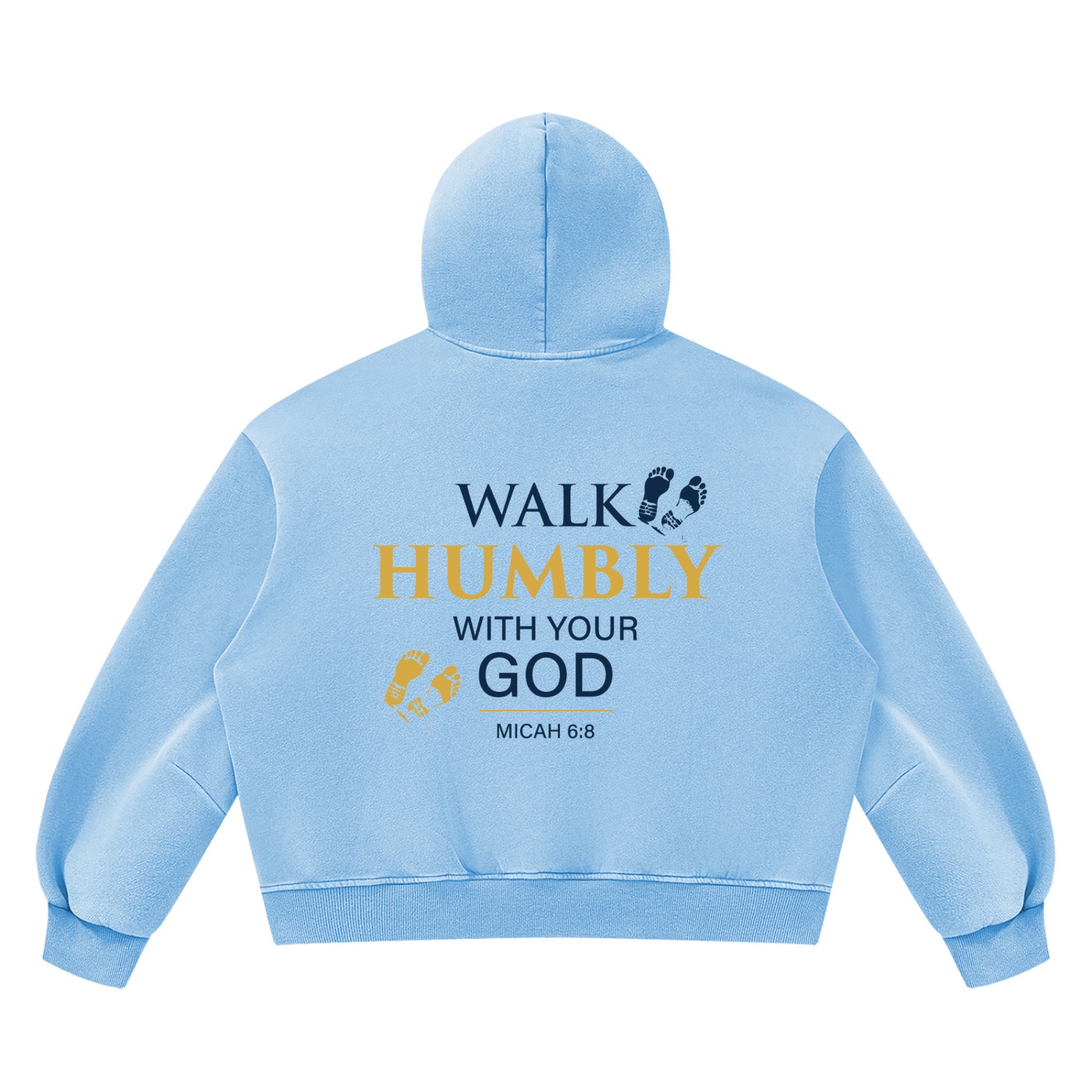 WALK HUMBLY – MICAH 6:8 VINTAGE WASH BOXY FLEECE HOODIE - Image 2